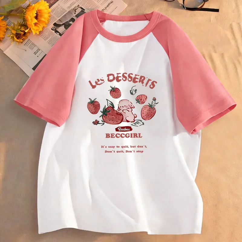 Kawaii Erdbeer-T-Shirts, kurzärmelig, für Kinder, Jungen, Mädchen, Sommer, Frühling, lässiges Top-T-Shirt