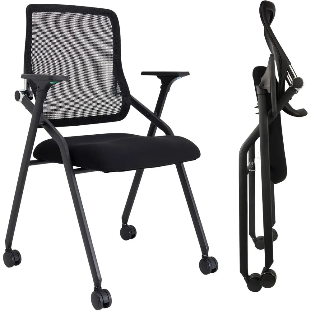 

Conference Room Chairs, Ergonomic Office Desk Chair with Lumbar Support and Adjustable Armrests on Casters, Stackable Office Cha