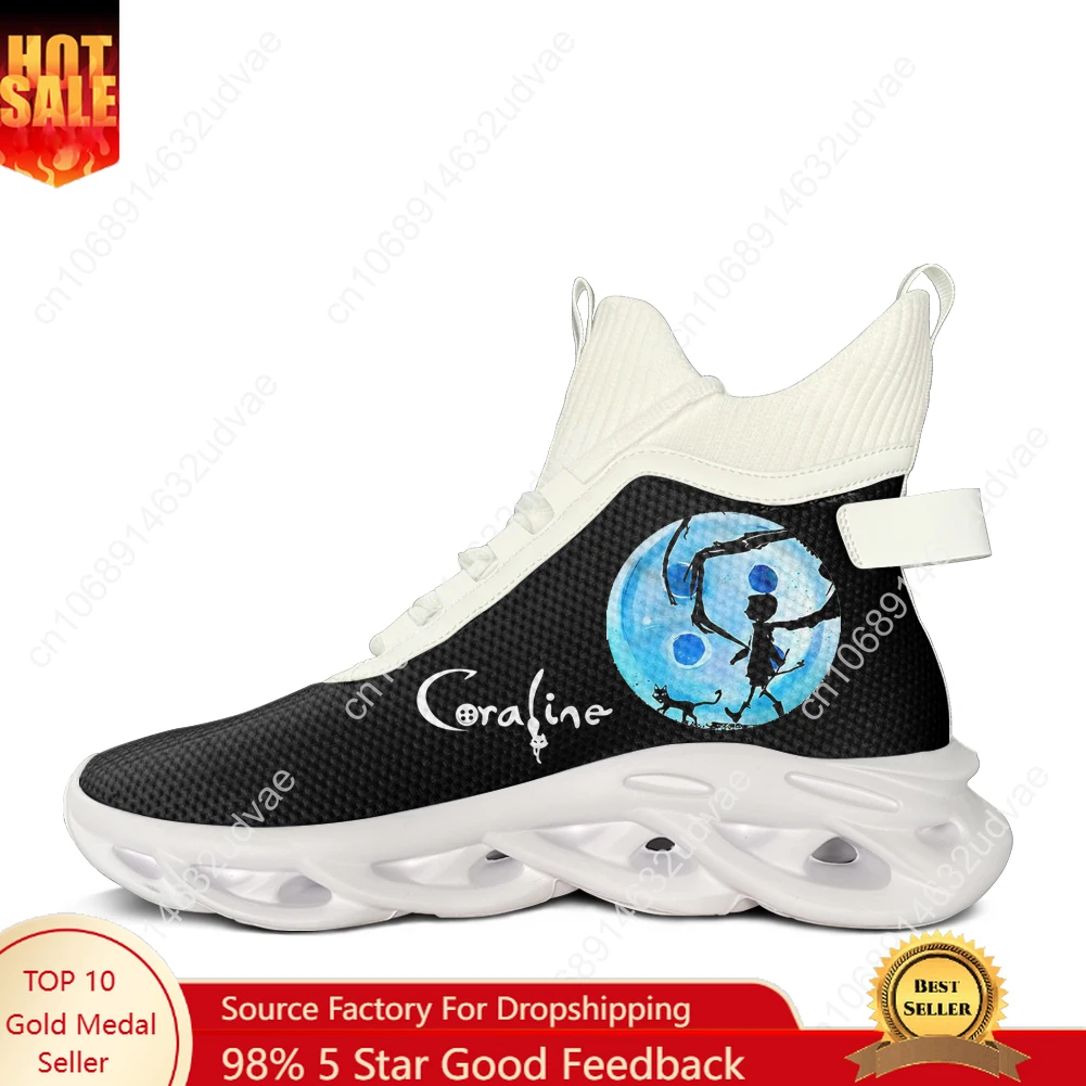 

Coraline The Secret Door High Top Flats Sneakers Mens Womens Sports Shoes High Quality Sneaker Lace Up Mesh Footwear Custom Shoe
