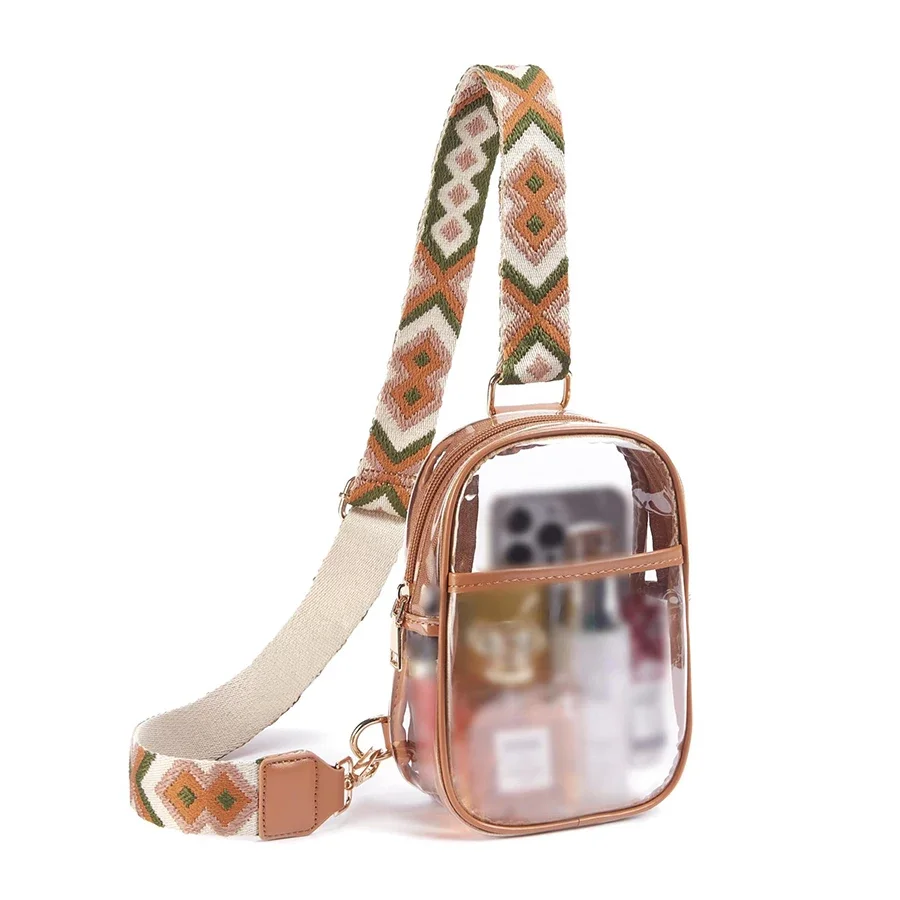 Fashionable Waterproof Quilted PVC Sling Bag with Adjustable Strap Chic Transparent Crossbody for Travel & Events