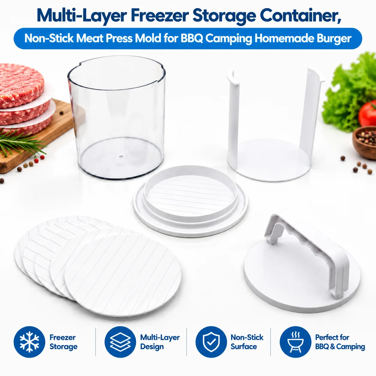 Multi Press Hamburgers Versatile for Classic & Fillings Scales for  Robust Plastic Dishwasher Safe Meat Patty Press Kitchen Tool