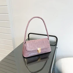 Borsa a tracolla singola alla moda e Versatile da donna con borsa ascellare con motivo in pietra borsa quadrata piccola in Pu