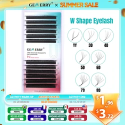 GEMERRY 3D/4D/5D/6D/7D/8D W Shape Lashes Extension Premade Volume Fan Natraul Soft Faux Mink Matte Black Eyelashes Makeup Tools