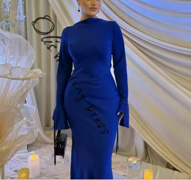 

Элегантные прямые платья для выпускного вечера с длинными рукавами по индивидуальному заказу, плиссированные вечерние платья с высоким воротом и длиной до пола, вечерние платья