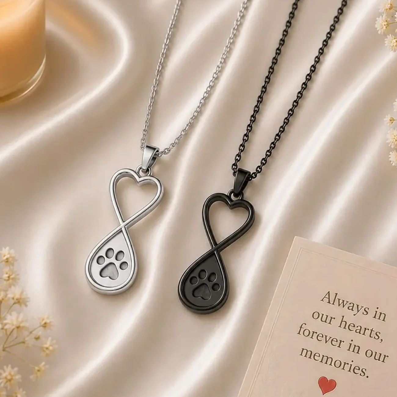 Infinity Love Pfotenabdruck Urnen-Schmuck für die Asche von Hund/Katze, Gedenk-Andenken, Urnen-Halskette, Anhänger, Gedenkstahl-Schmuck – Detail 7