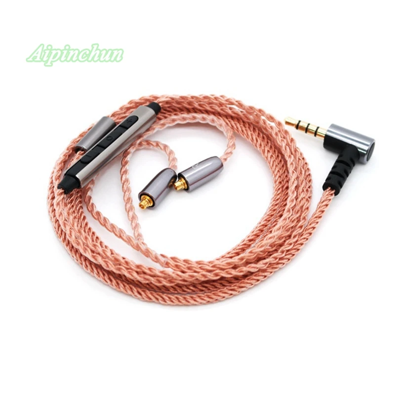 Cable de auriculares con micrófono, controlador de volumen, Cable de repuesto para auriculares MMCX, Conector de flexión L de 3,5mm