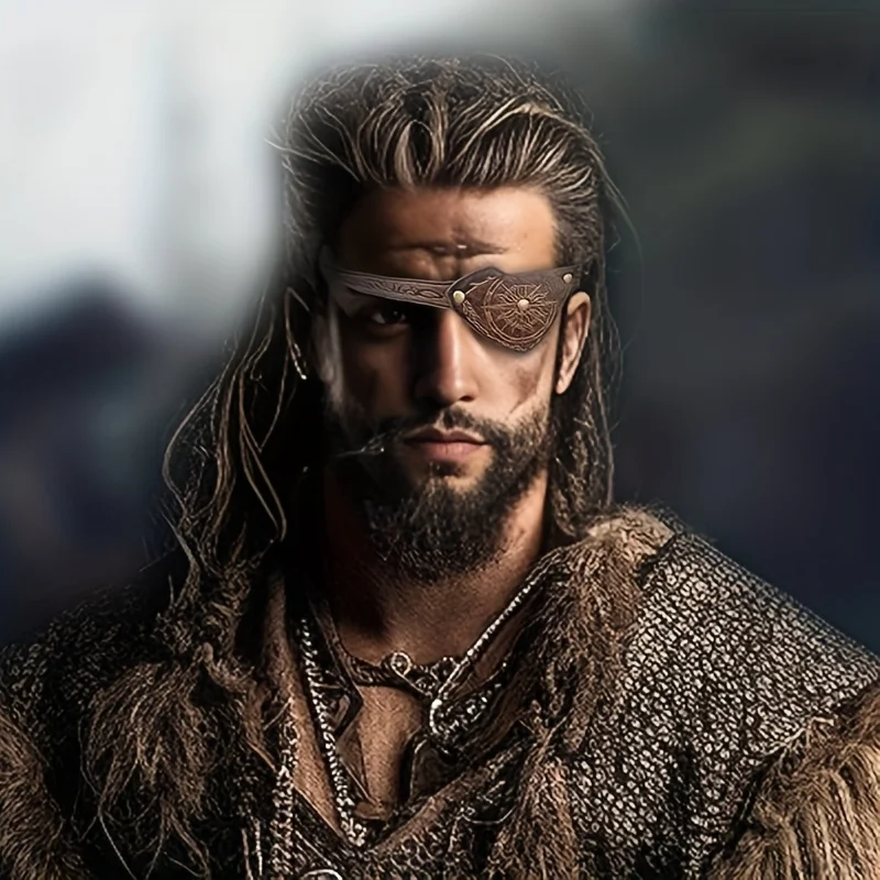 

Средневековая тисненая повязка на глаз пирата, винтажная маска для глаз из искусственной кожи, аксессуары викингов, повязка на глаза в стиле Ренессанс, косплей