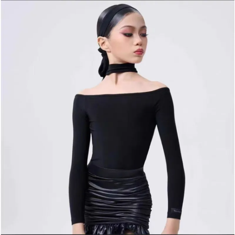 customized-black-standard-temperament-elegant-dance-set-with-long-sleeved-scarf-latin-dance-dress-women-competition