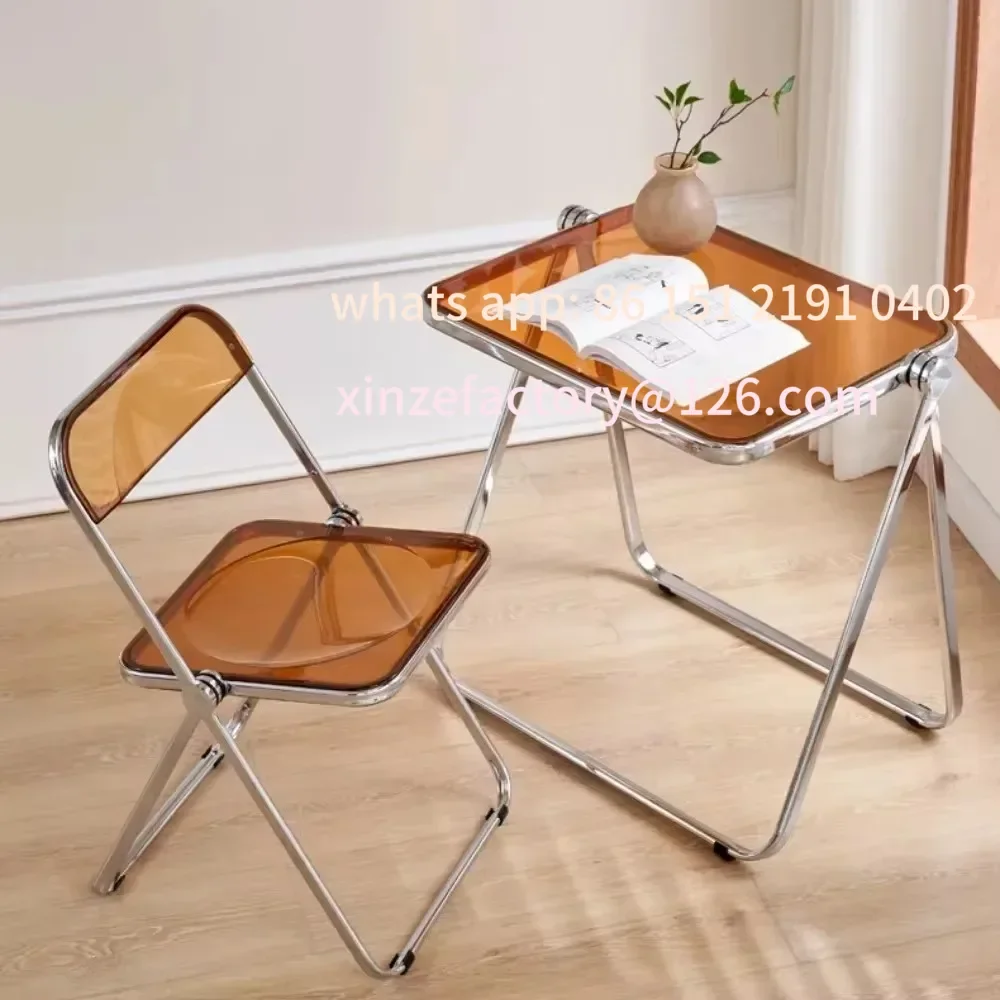 Customizable Furniture Simple Table Acrylic Table Chair Foldable Office Study Desk Household Portable
