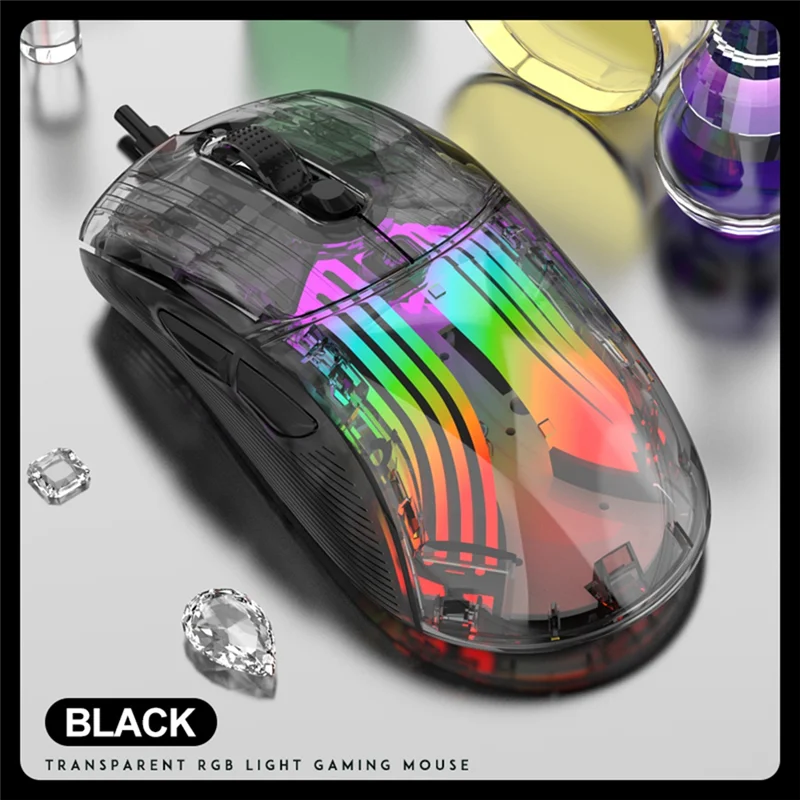 

Эффективная проводная прозрачная игровая мышь XUNFOX XYH10 для компьютера/ноутбука, 7200 точек на дюйм, ПК, черная, простая в использовании