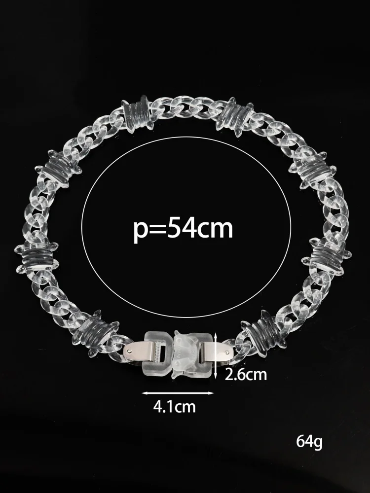 Neue Punk Acryl Dorn Kette Choker Halskette für Frauen Männer HipHop Spike Link Kette Schloss Anhänger Kragen Mode Schmuck Geschenke – Detail 2