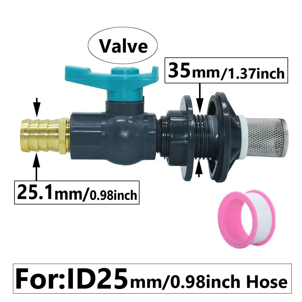 6/8/10/12/14/16/19/25mm Hose Water tank valve Fitting Hose PE pipe tank tap adapter Brass Barb connector With Filter view 2