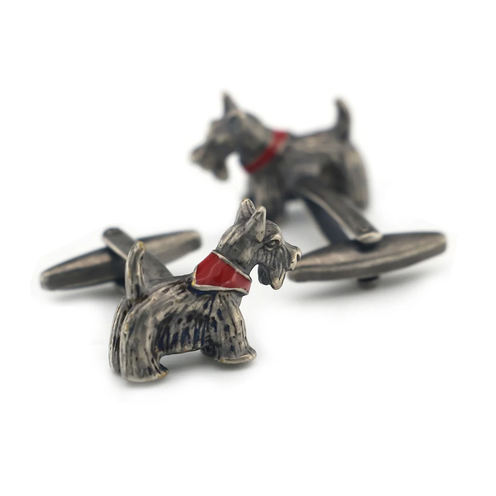 Men\'s Scottish Terrier Cuff Links Vintage Color Pet Dog Design Quality Copper Material Fashion Cufflinks Wholesale & Retail