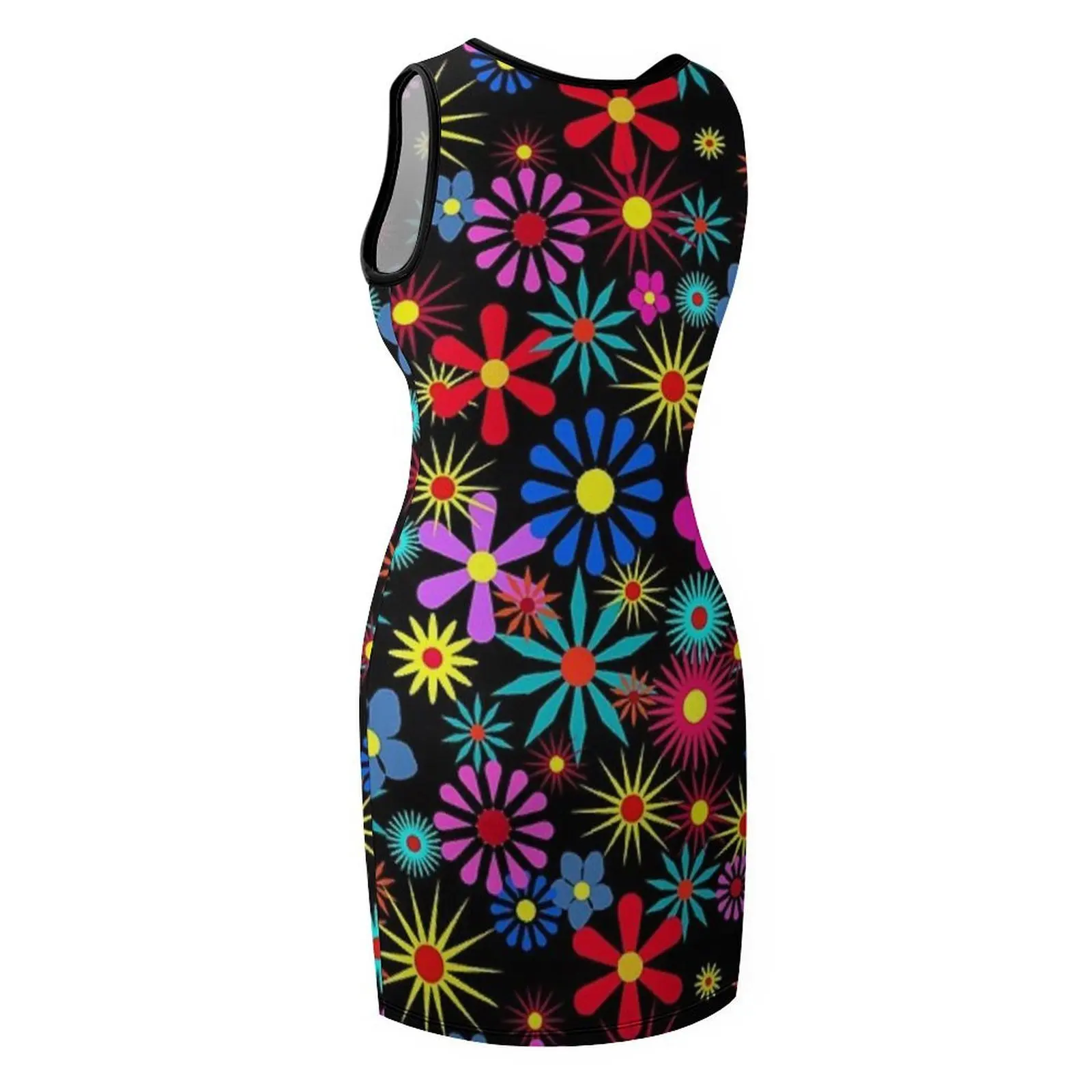 화려한 꽃무늬 민소매 원피스 여름 여성 드레스 2025