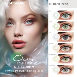Цветные контактные линзы VISUASHOW OCEAN Series, 2 шт., линзы с естественными зеркальными синими глазами, красивые цветные линзы для студентов