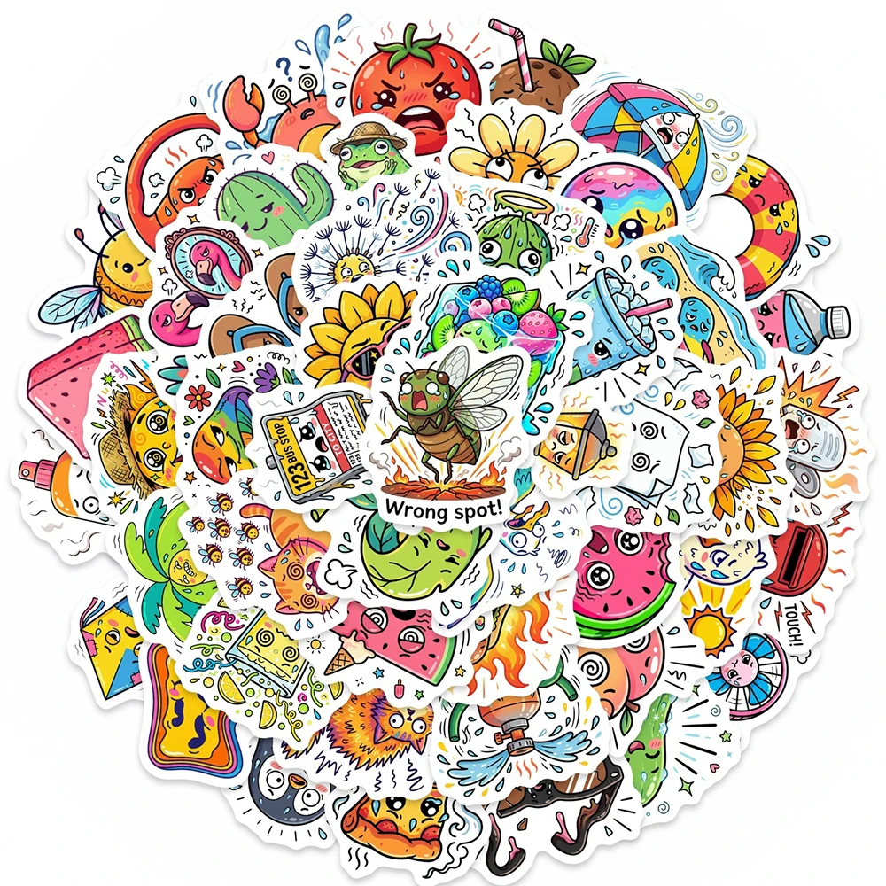 10/30/50 Stück Cartoon Sommer-Thema Lustige Aufkleber Niedliche Obst-, Pflanzen- und Tier-Sticker für Gepäck, Skateboard, Handy, Kreative Graffiti-Aufkleber
