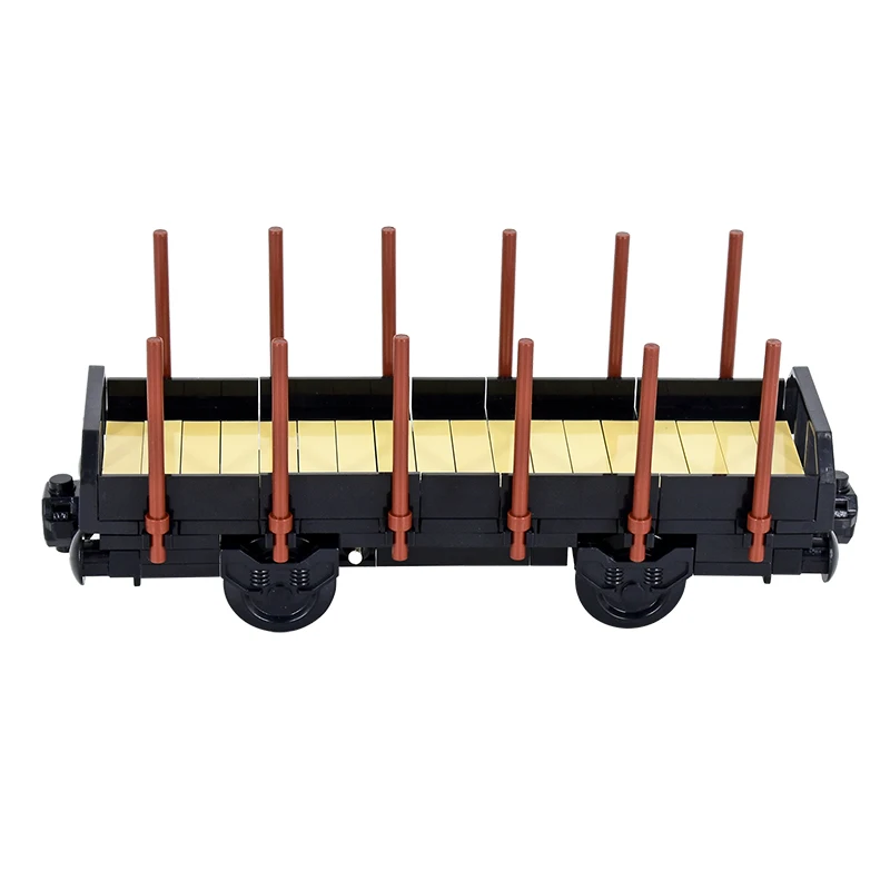 طوب مكعبات بناء للأطفال ، فكرة إبداعية لمدينة MOC ، قاعدة قطار ، نقل خشب ، عربة ذاتية الصنع ، ألعاب عالية التقنية