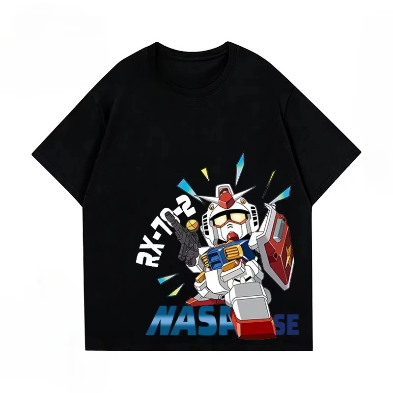 

BASE Gundam Robot Boys T-Shirt Short Sleeve 2025 New Men's Summer High Quality Cotton T-Shirt
