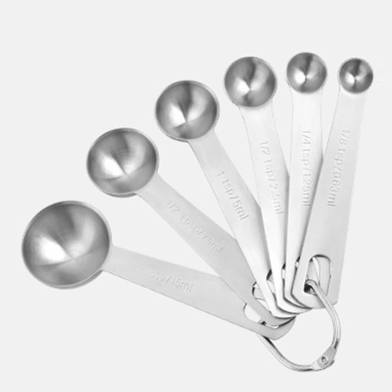 6PCS Stainless Steel Measuring Spoons Kitchen Multipurpose Coffee Powder Spice Measuring Spoon Set Baking Control Spoon Set