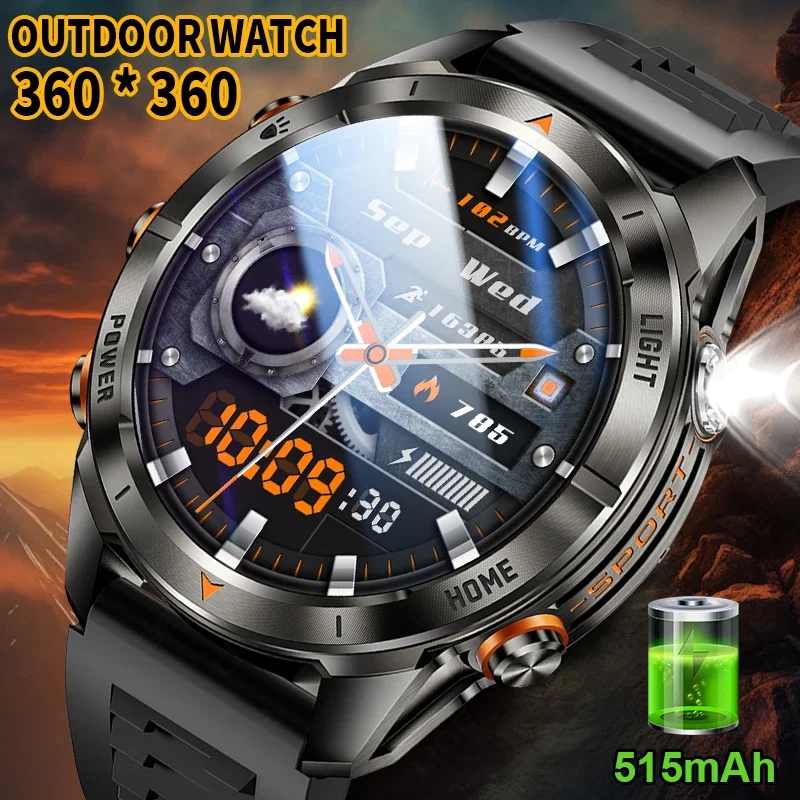 

LIGE New Smart Watch for Men Answer Make Call Outdoor Sports Smartwatch with Flashlight Heart Rate SpO2 Monitor Fitness Tracker