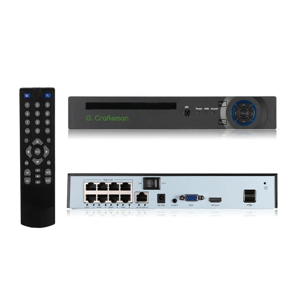 Cámara IP de grabación Onvif P2P, sistema ICSee, 4K, 8 canales, POE, NVR, compatible con 16 canales, H.265 + Onvif, 1 HDD, 24/7