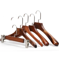 Solid Wood Hangers Pant Clip Hook Wardrobe Clothes Storage Organizer Hanger Wooden Clothes Hanger Home Retro Wood Suit Display