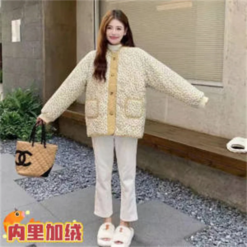 2024 Winter Female New Goose Yellow Cotton Coat Women Korean Cotton Jacket With Thick Jacket Northeast Big Flower Cotton Coat