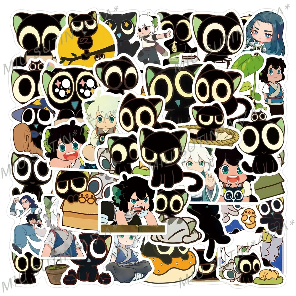 

60/120 шт. милые наклейки Luo Xiaohei Zhan Ji, набор наклеек с мультяшным котом, аниме, водонепроницаемые наклейки для ноутбука, телефона, багажа, скейтборда, декора