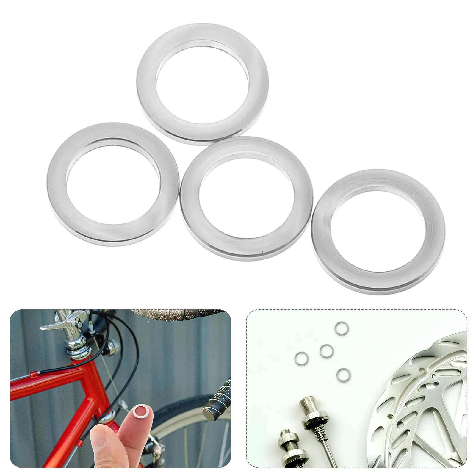 4Pcs Metal Flat Washers for Bike Screws Bolts Headset Stem Spacer Road Mountain Bicycle Repair Heavy Duty Screw Washers Flat