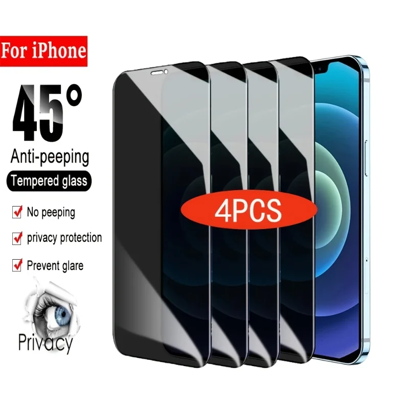 4pcs Privatsphäre gehärtetes Glas Telefon Displays chutz folie für iPhone 14 13 15 12 11 pro max x