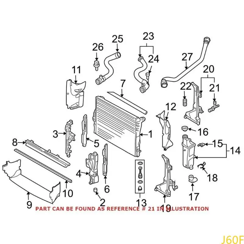 

J60F Water Pipe Connector for E46 E83 E85 E86 M47 M47N M57 M57N M54 N52N 17112248409