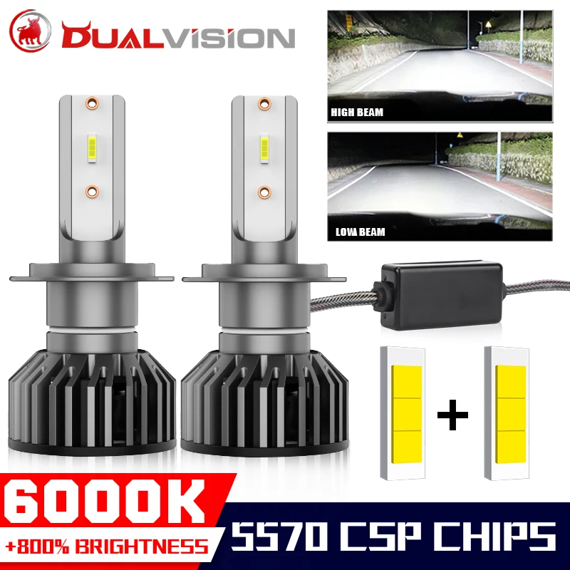

Dualvision H4 Led Headlight 5570 CSP Canbus K5C H7 H1 H11 H8 HB3 HB4 9005 9006 Plug 6000K 12V Car Led Light Fog Lamp Copper Tube