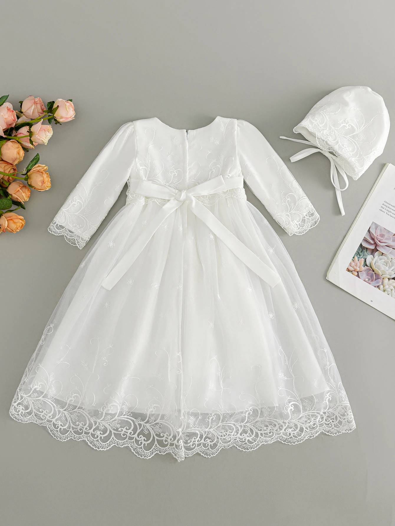 Hot Selling Lovely White Lace Dress 0-2 Years Old Baby Girl Birthday Party Dress