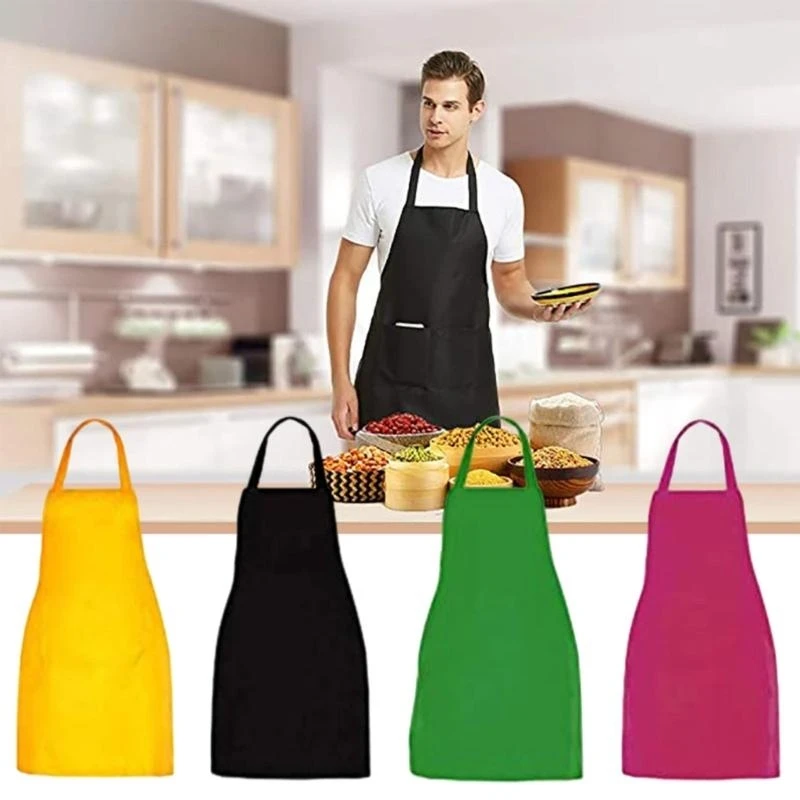 5ASD Kitchen Apron للرجال نساء يطبخون البستنة مئزر الطهي مع 2 جيب لتناول مطعم الشواء القهوة
