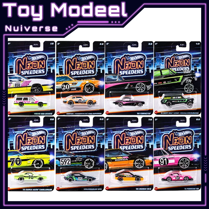 

Коллекционная модель автомобиля Hot Wheels New Neon Speeders Series, масштаб 1/64, Porsche, Volvo, Dodge, литая под давлением, для мальчиков, подарок на день рождения