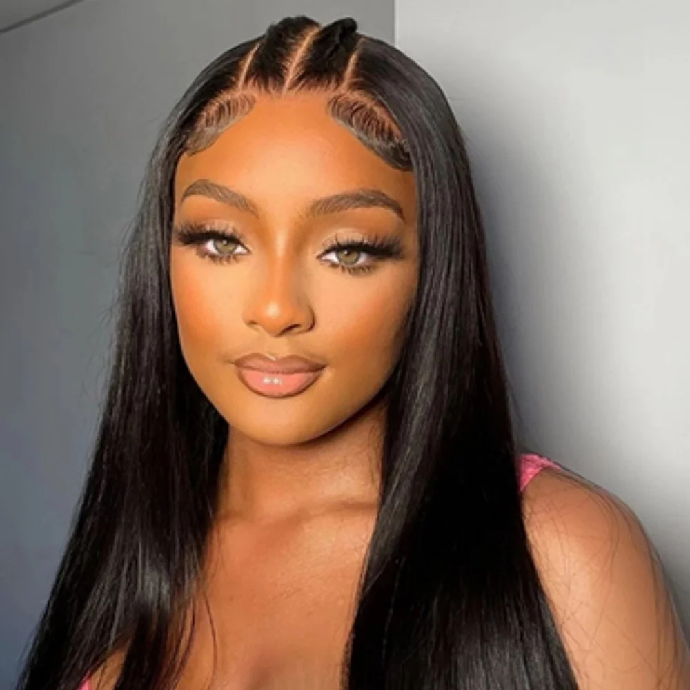 Прямые передние парики на сетке, человеческие волосы плотностью 200%, предварительно выщипанные натуральные черные для женщин, прозрачные натуральные волосы на сетке, фронтальные