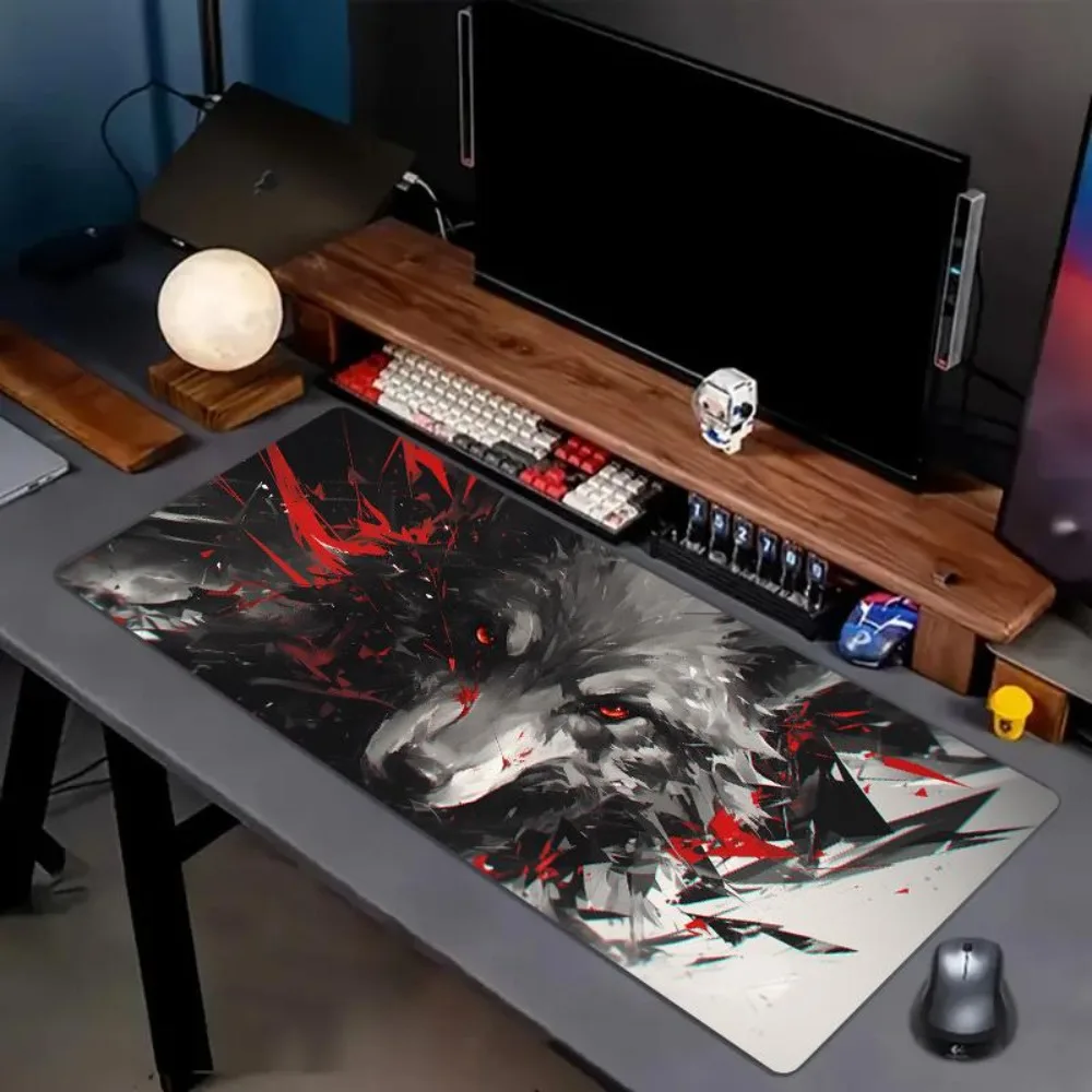 Majestic and stylish wolf-patterned night-light keyboard print mouse pad desk accessories alfombrillas para escritorio