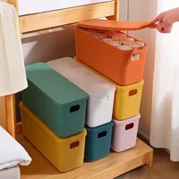 Rectangular Plastic Storage Basket with Cover, Ideal for Tidying Underwear and Small Clothing Items in Drawers