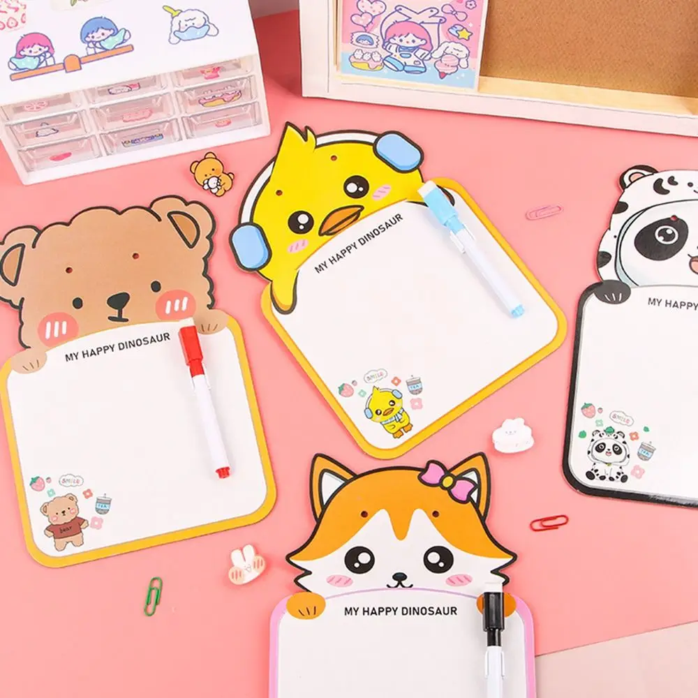 Portable Cute Erasable Whiteboard Creative Suspendable Whiteboard Notebook Reusable Cartoon Animal Shape Drawing Board Students