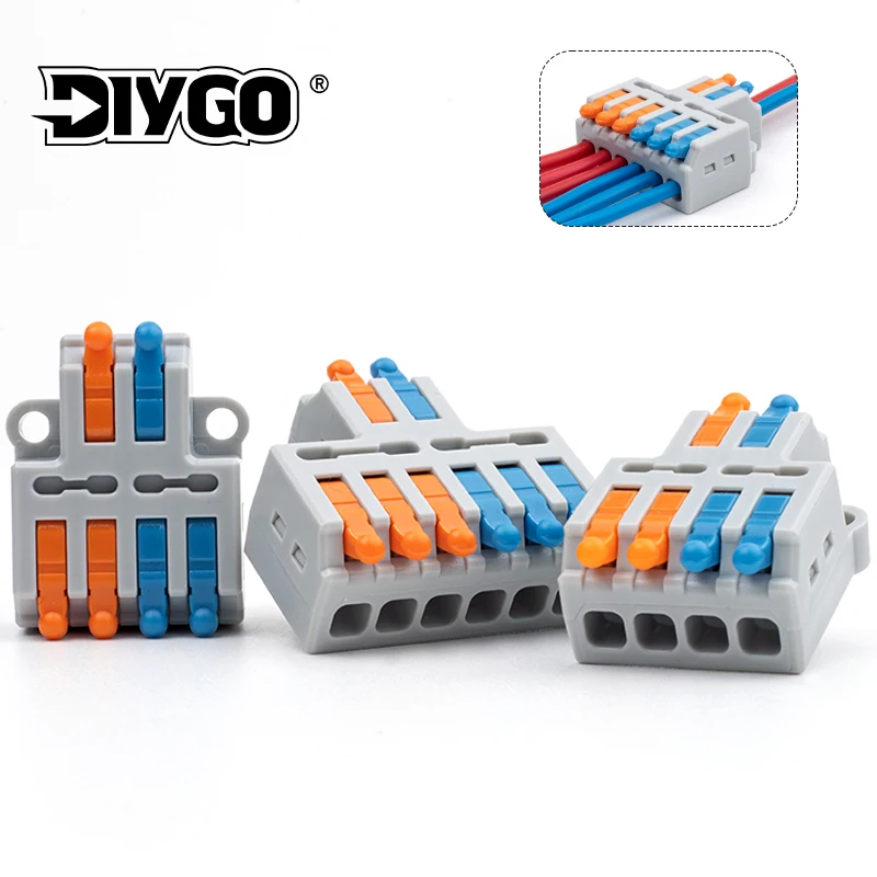 

Mini Quick Connectors 2 input 4/6 output Universal Compact Conductor SPL Splitter Wiring Cable Connector Push-in Terminal Block