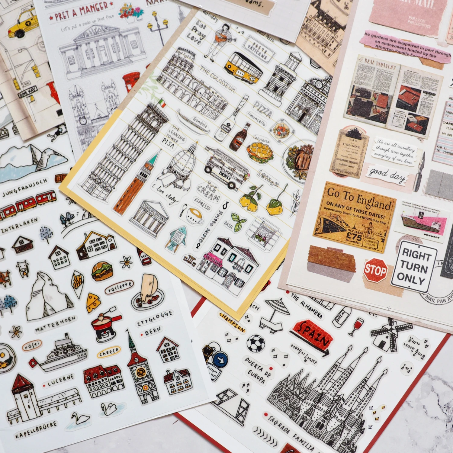 Korean Import Suatelier European Travel City Seoul Stickers Scrapbooking Diy Journal Dairy Cute Decor Stationery Sticker