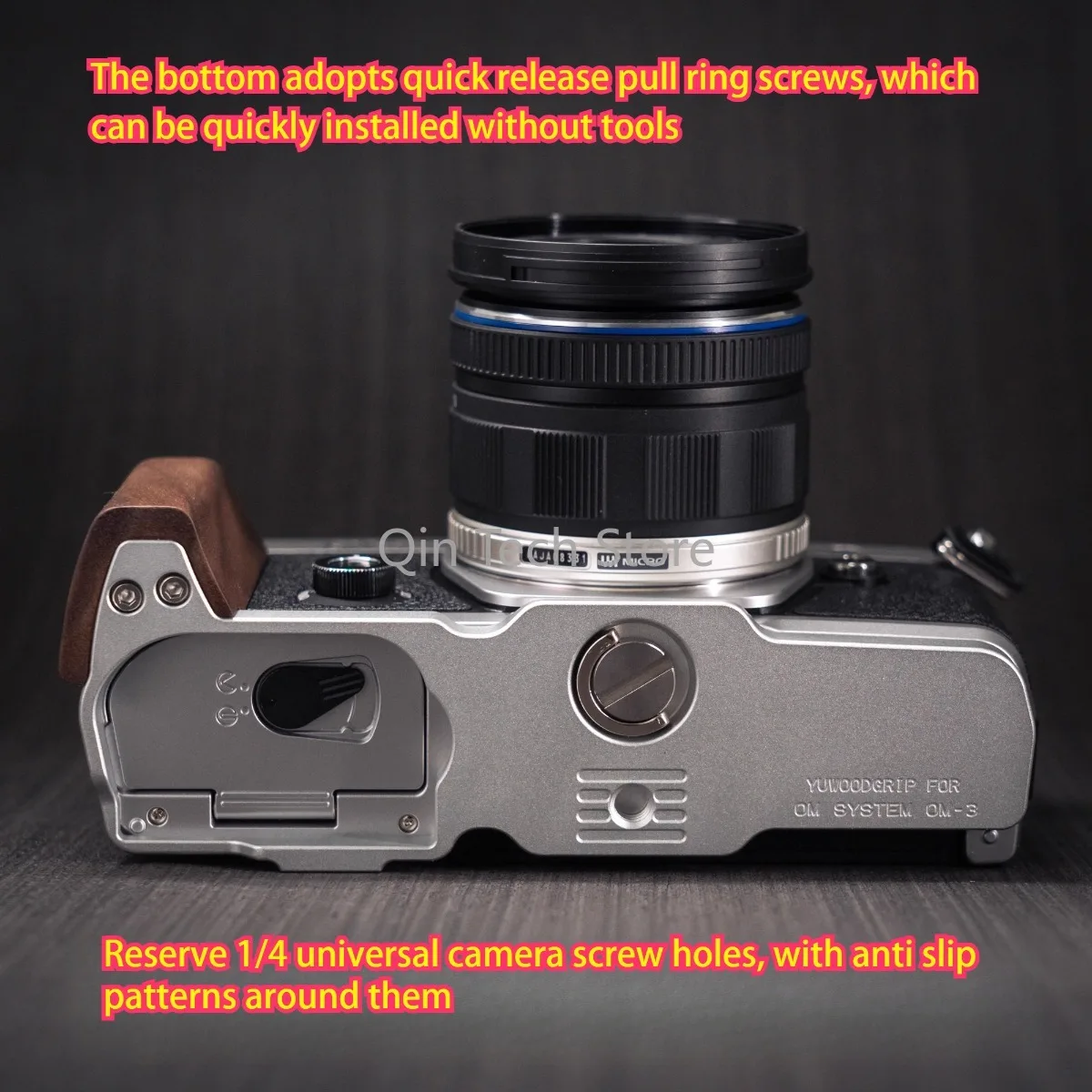 Wooden Hand Grip L Type Plate Bracket for Olympus OM-3 OM3 Camera Handle Holder Clamp Tripod Quick Release Aluminum Alloy Base
