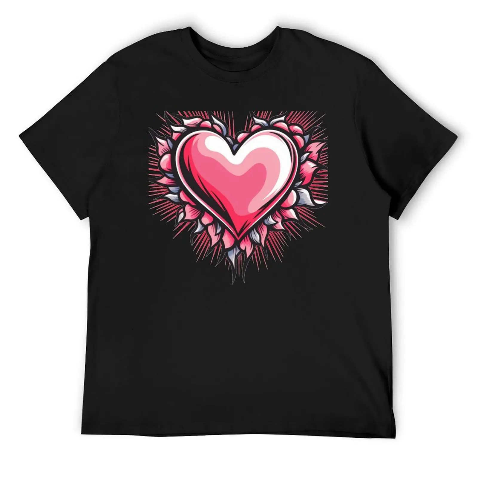 

Татуировка Heart In Bloom - Spiky Punky Cute Aesthetic Blossom Valentines Vintage Style Art Прекрасная темно-розовая красивая готическая футболка