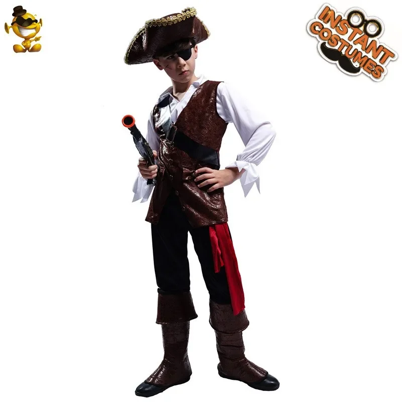 Kind Junge Piratenkapitän Rollenspiel Halloween Party Mädchen Piratenkostüm Karneval Bühnenkostüm