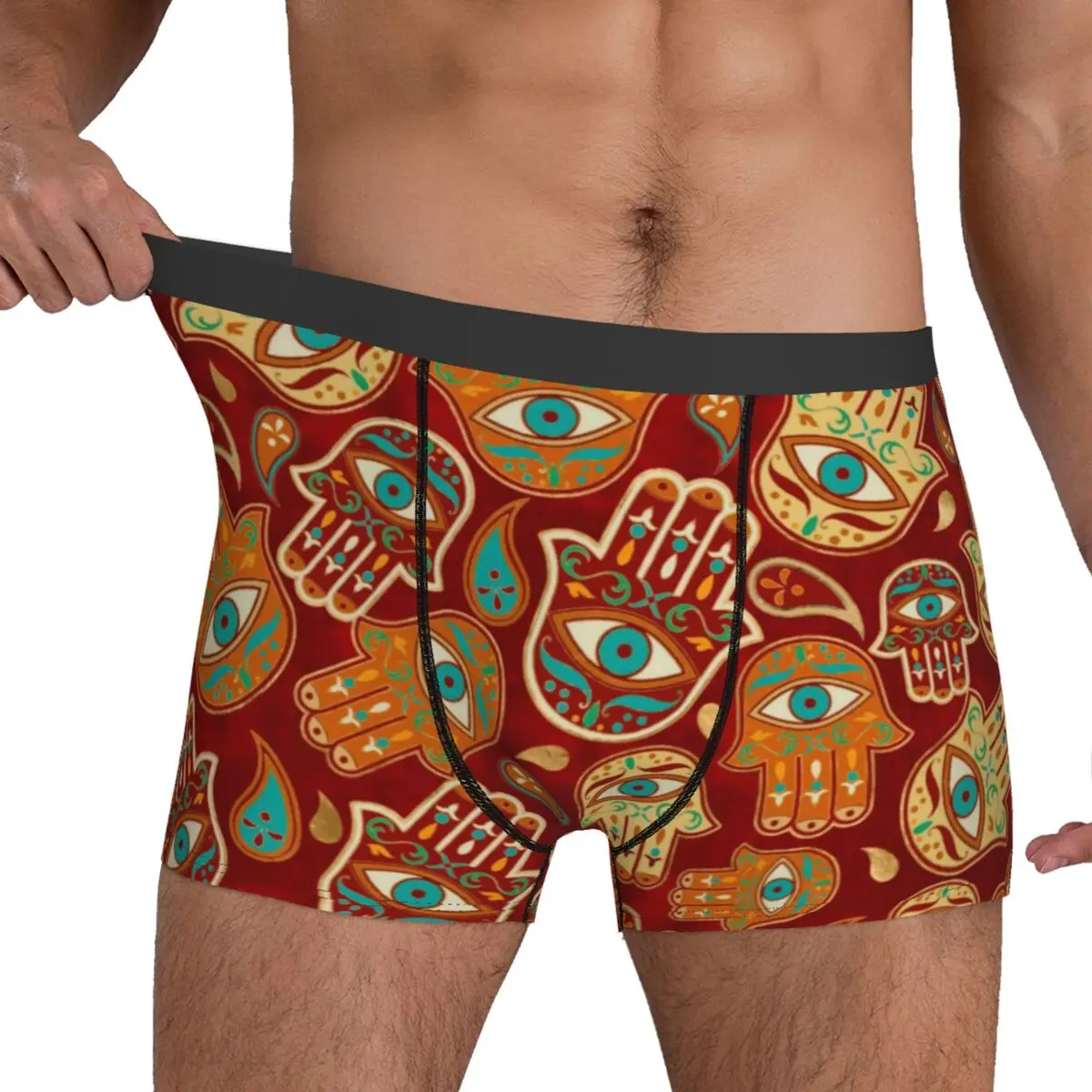 Hamsa Hand Underwear Retro Hand of Fatima Pouch High Quality Boxershorts Sublimation Shorts Briefs Breathable Male Underpants