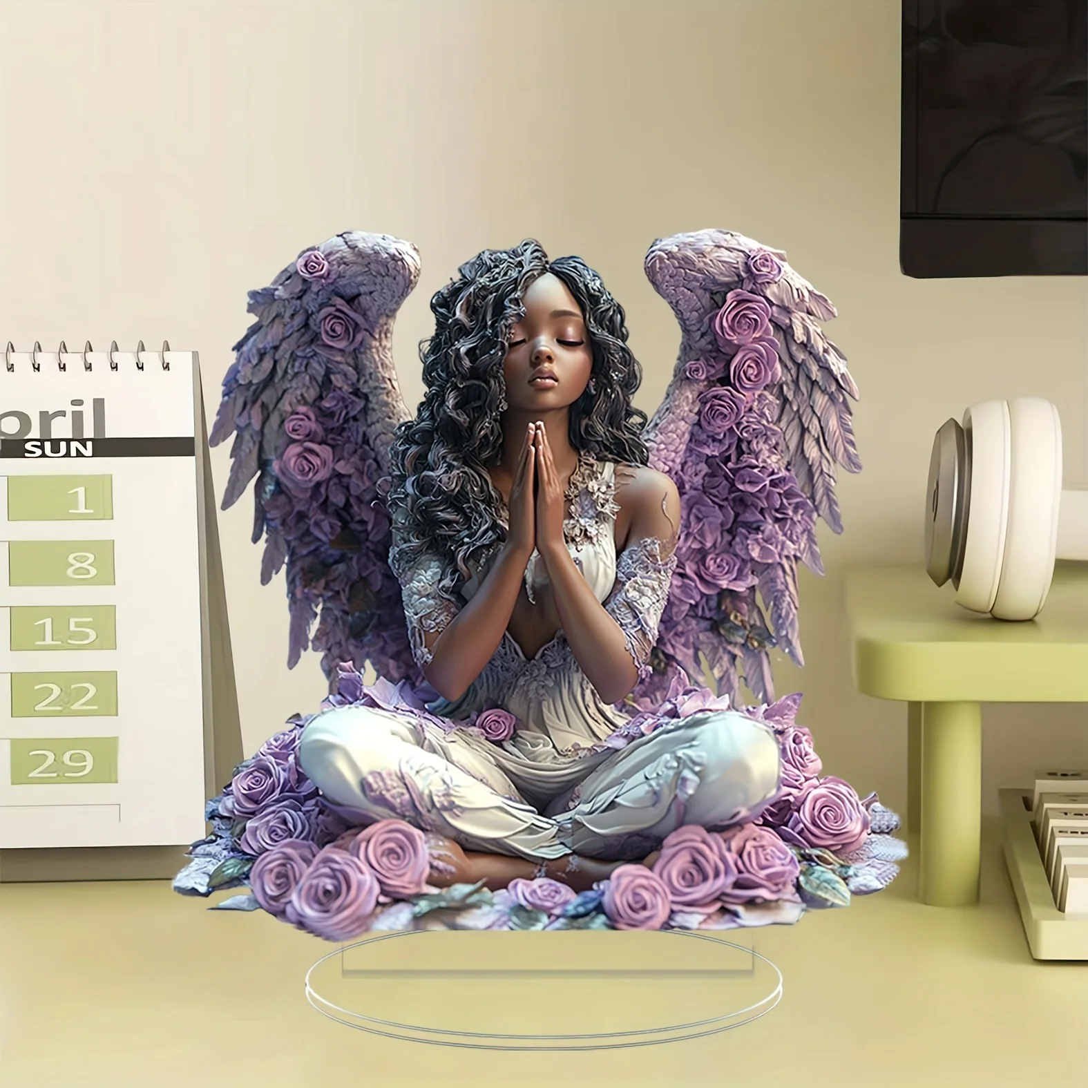 

The angel closes her eyes and prays, tabletop ornaments, office ornaments, ornaments.