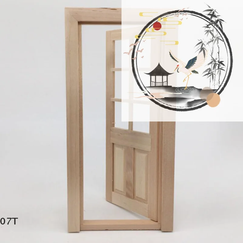 

1/12 Dollhouse Miniature Wood Door Unpainted DIY Accessories Model Toys