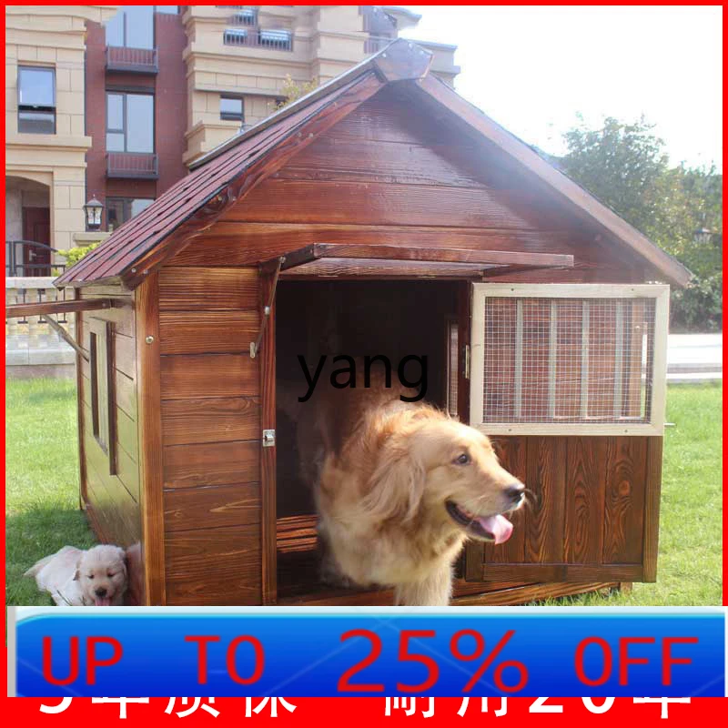 LH Outdoor Waterproof Large Dog Solid Wood Kennel Dog Villa Rainproof Outdoor Dog House