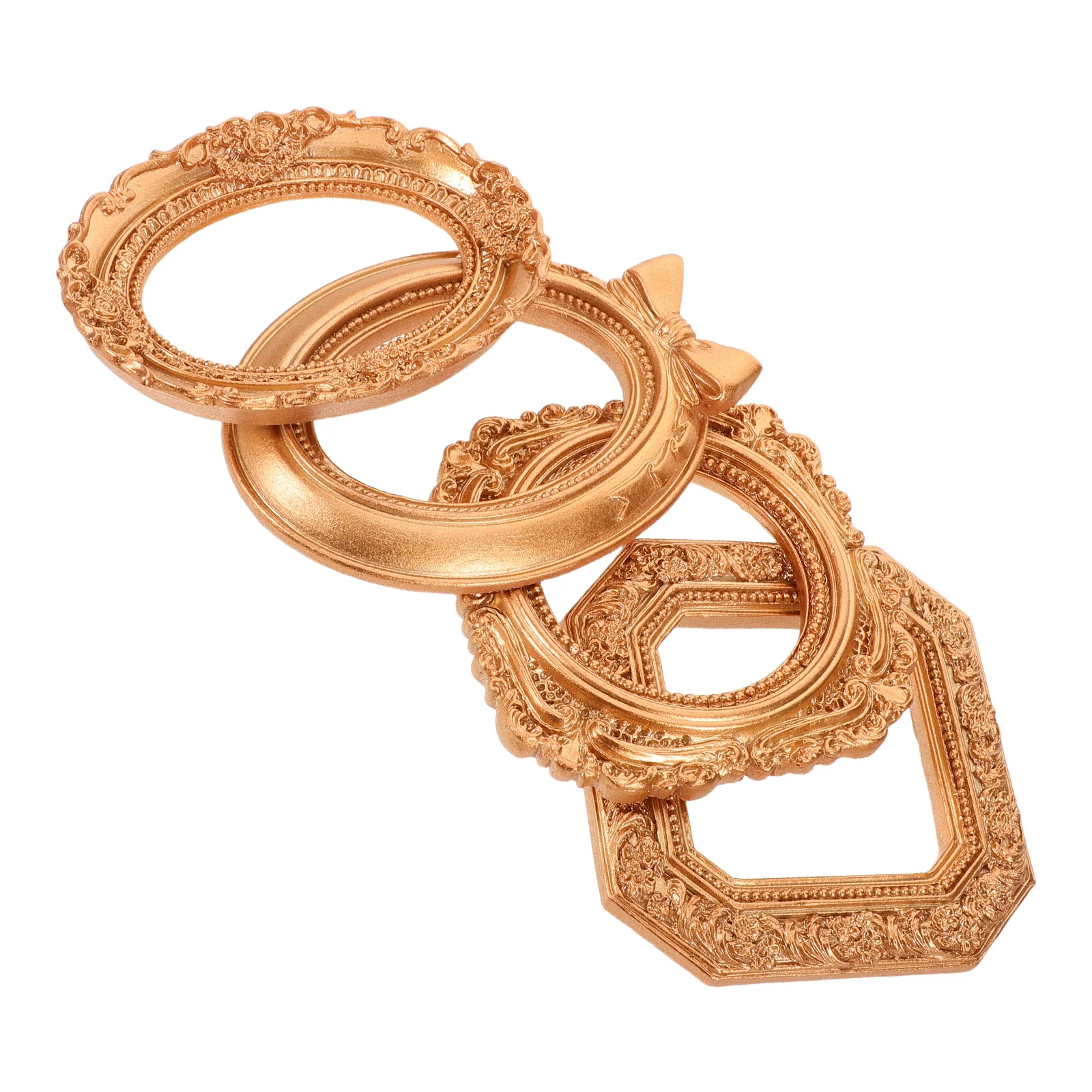 

4Pcs Vintage Picture Frames Victorian Ornate Mini Retro Photo Holder Tabletop Display Small Resin Frames