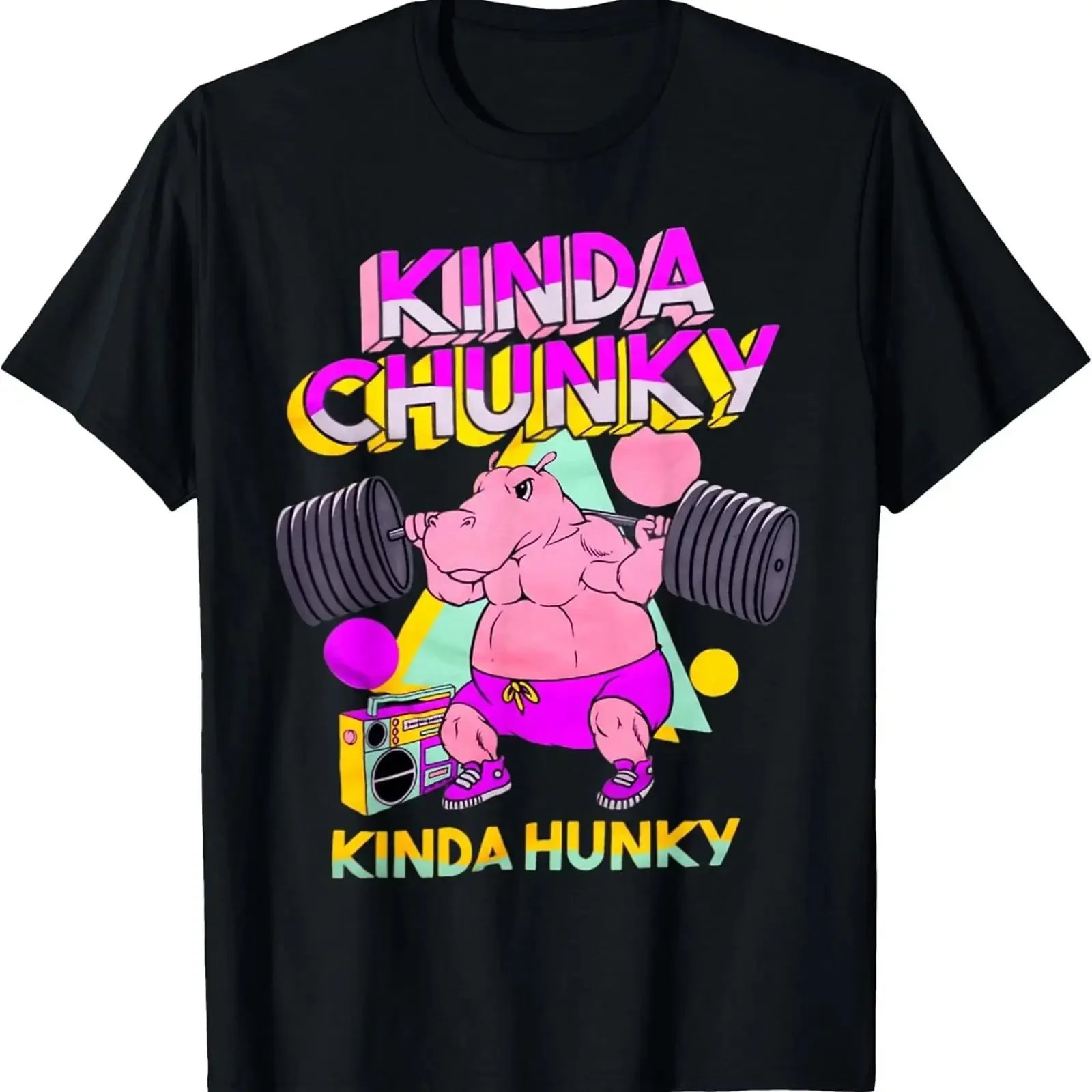 Chunky Hunky Bodybuilding Gym Funny Cotton T Shirt MADE IN USA vintage Washed Unisex Breathable Casual Stretched Versatile
